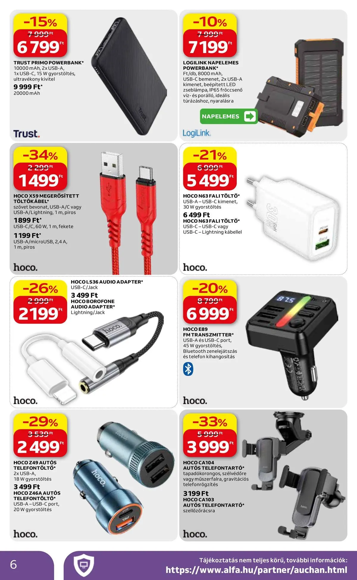 Auchan Elektronikai ajánlataink Budapest - 2026.05.07. -tól/töl > akció, lapozható szórólap 🛍️ | Oldal: 6 | Termékek: Powerbank, Telefon, Audio