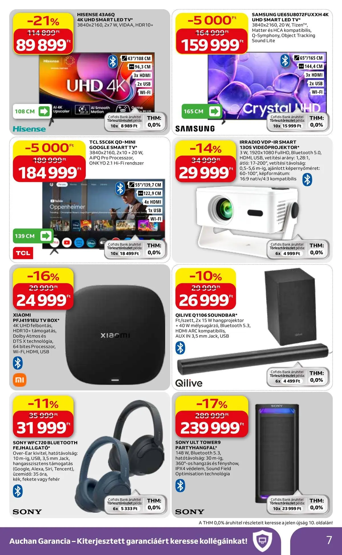 Auchan Elektronikai ajánlataink Budapest - 2026.05.07. -tól/töl > akció, lapozható szórólap 🛍️ | Oldal: 7 | Termékek: Hangprojektor, USB, TV, Xiaomi