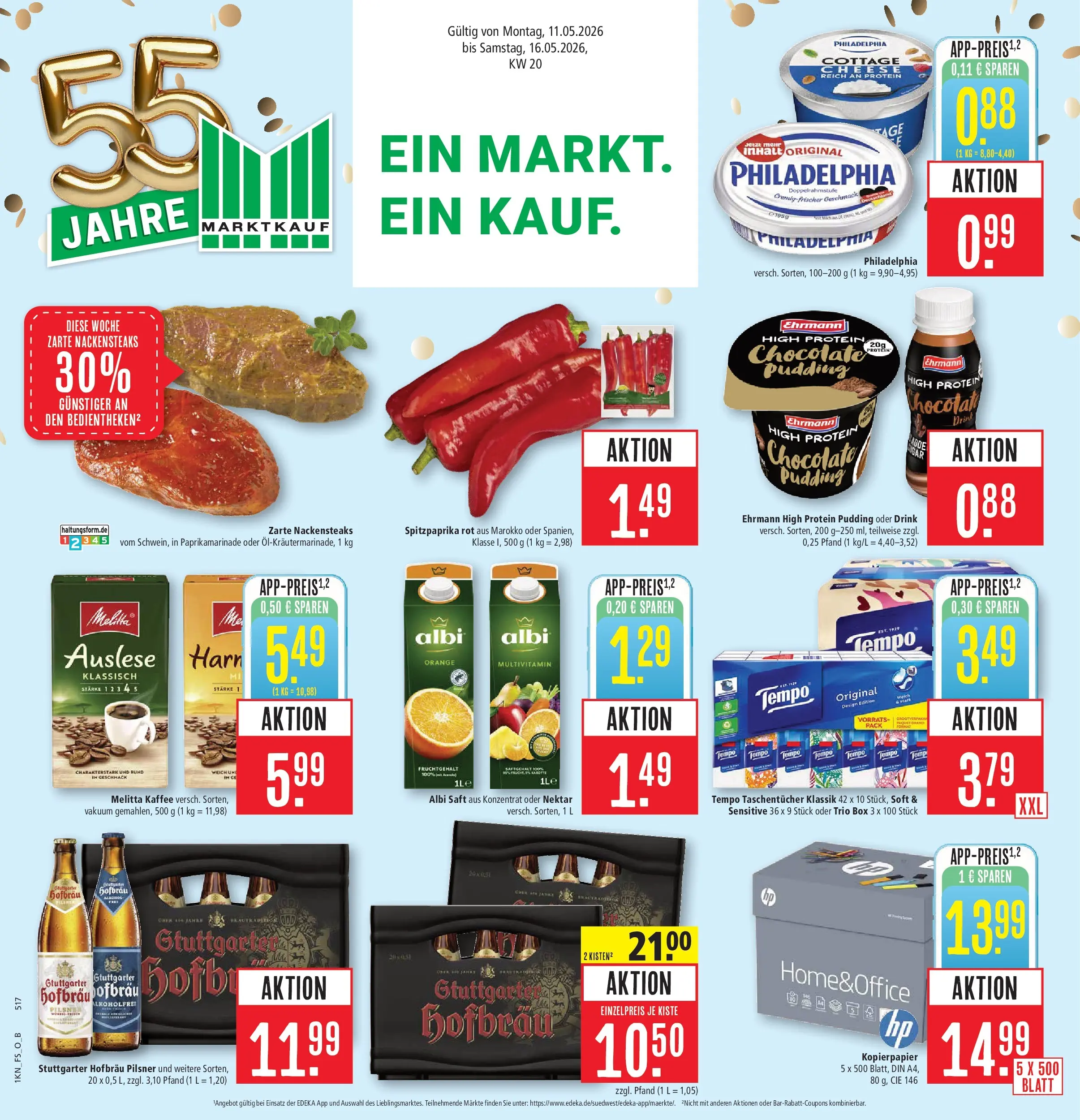 Marktkauf Prospekt Filderstadt	 (ab 10.05.2026) » Angebote online | Seite: 1 | Produkte: Melitta, High protein pudding, Kaffee, Philadelphia