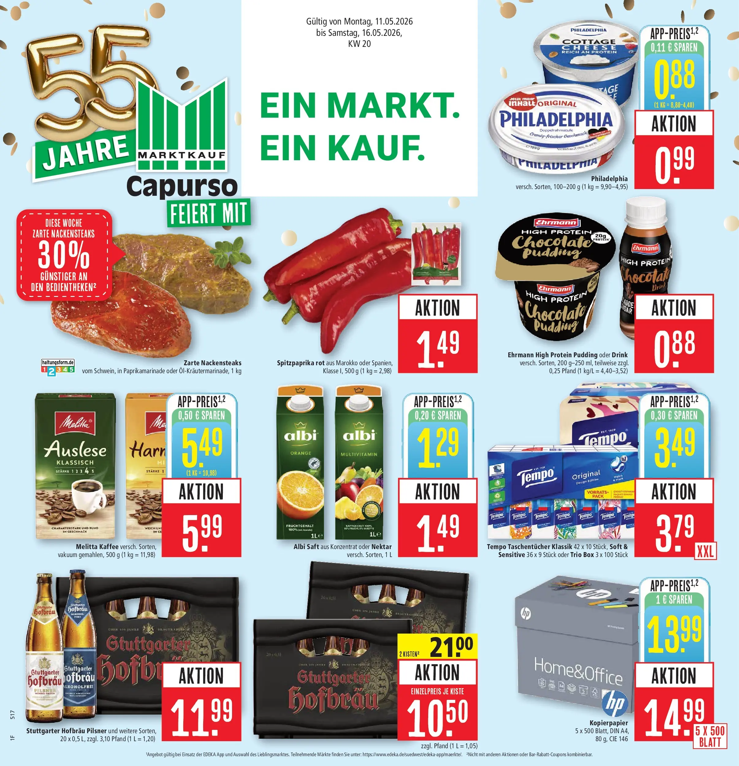 Marktkauf Prospekt Schorndorf	 (ab 10.05.2026) » Angebote online | Seite: 1 | Produkte: Nackensteaks, Kaffee, Pudding, Tempo