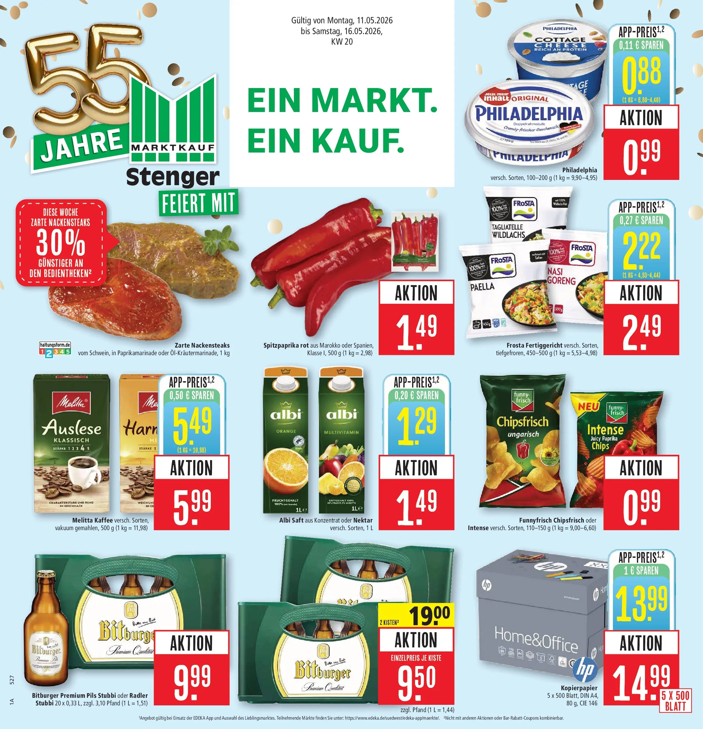 Marktkauf Prospekt Aschaffenburg	 (ab 10.05.2026) » Angebote online | Seite: 1 | Produkte: Nackensteaks, Melitta, Radler, Saft