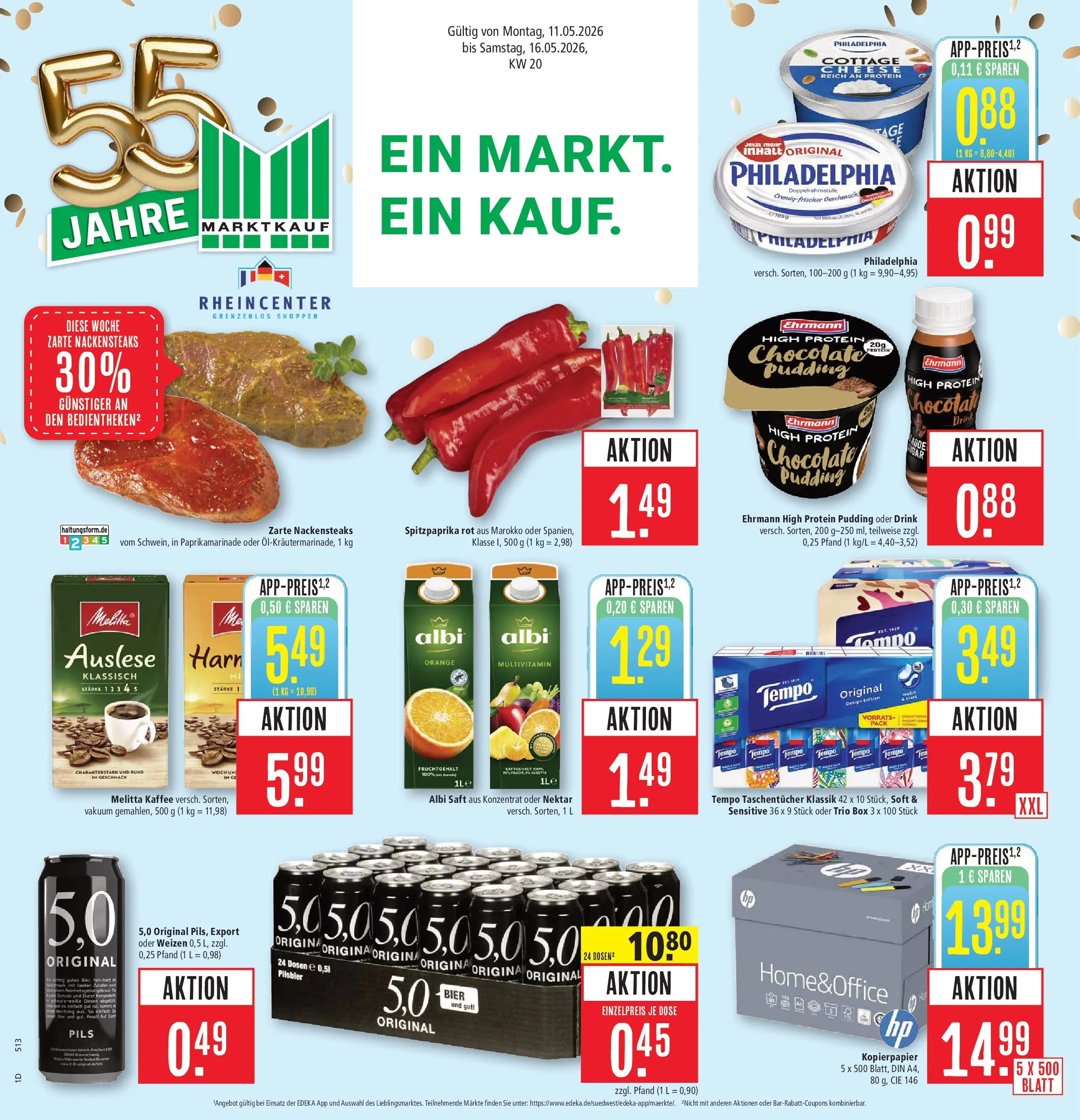 Marktkauf Prospekt Weil Am Rhein	 (ab 10.05.2026) » Angebote online | Seite: 1 | Produkte: Bier, Philadelphia, Box, Tempo