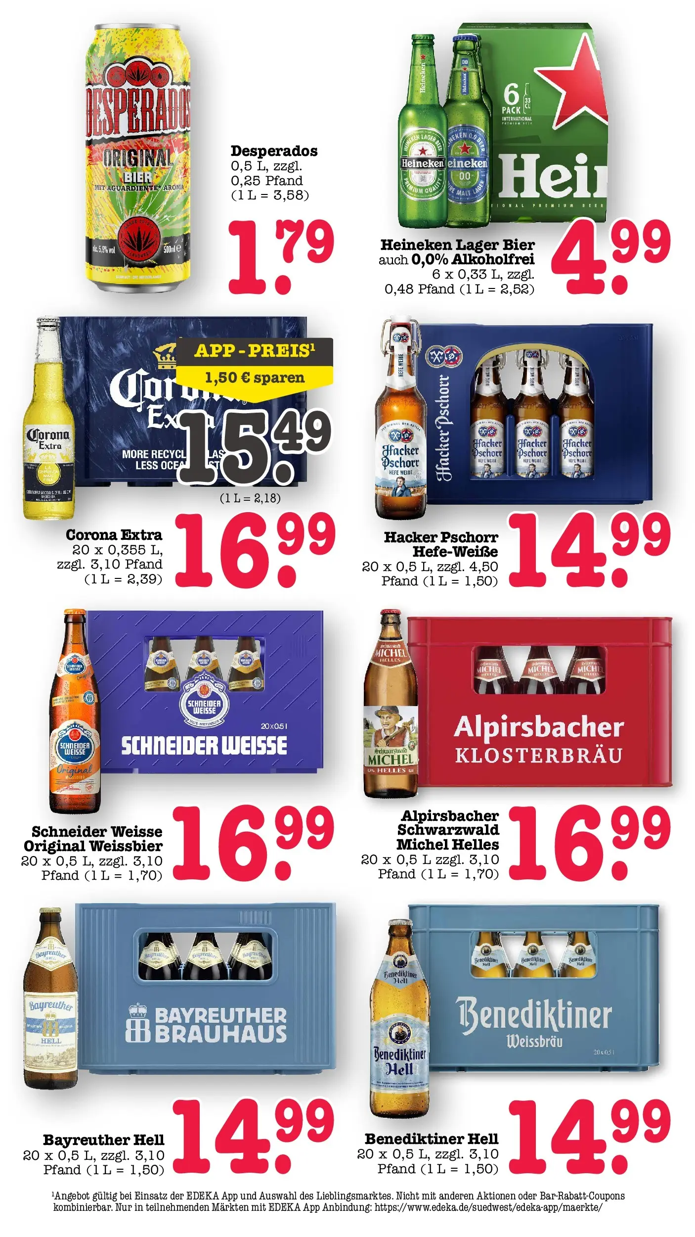 E center Prospekt Sinzheim (ab 10.05.2026) zum Blättern | Seite: 50 | Produkte: Weißbier, Benediktiner hell, Heineken, Desperados E center Prospekt Sinzheim (ab 10.05.2026) zum Blättern | Seite: 50 | Produkte: Weißbier, Benediktiner hell, Heineken, Desperados