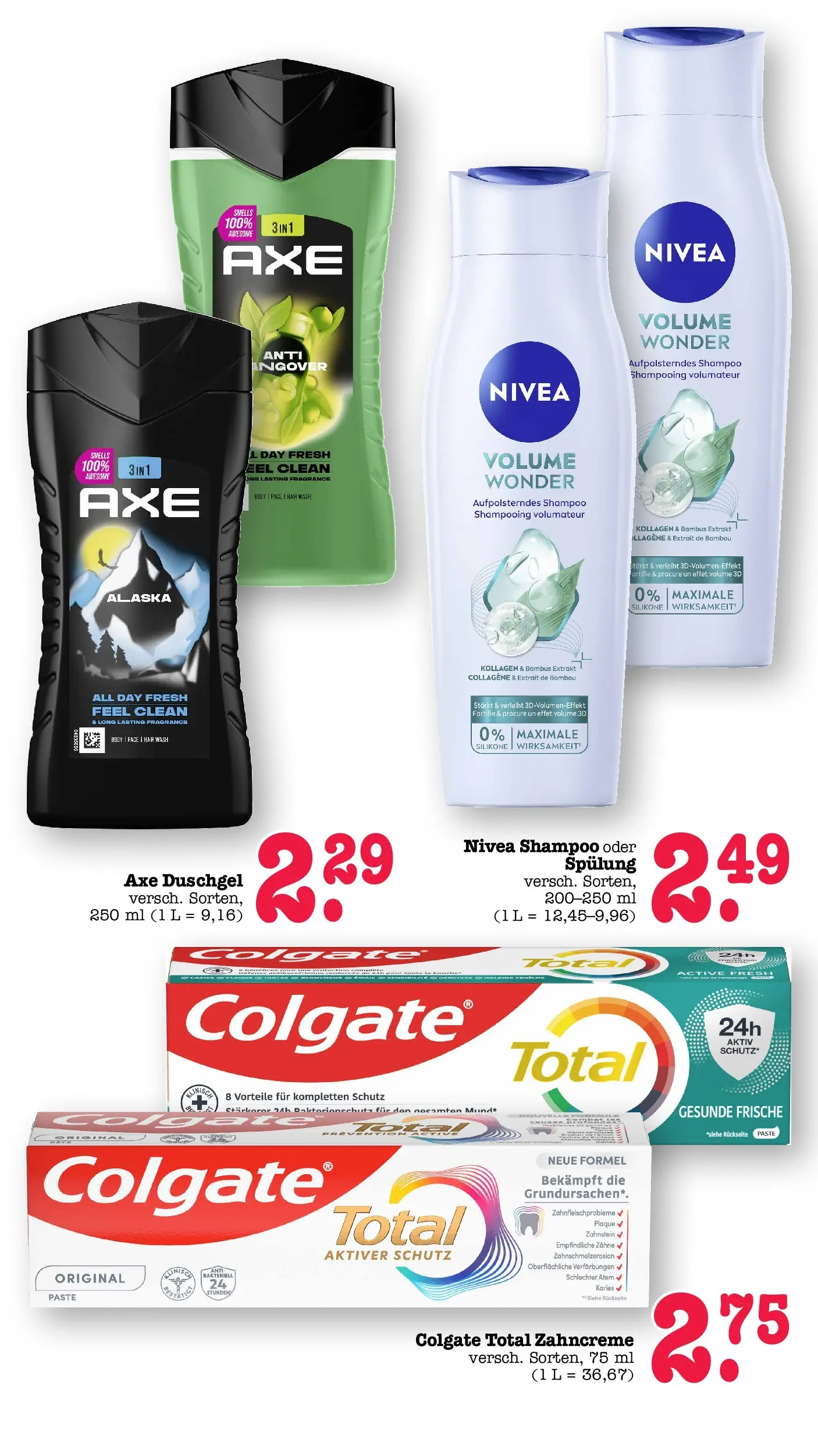 E center Prospekt Sinzheim (ab 10.05.2026) zum Blättern | Seite: 64 | Produkte: Shampoo, Spülung, Duschgel, Axe E center Prospekt Sinzheim (ab 10.05.2026) zum Blättern | Seite: 64 | Produkte: Shampoo, Spülung, Duschgel, Axe