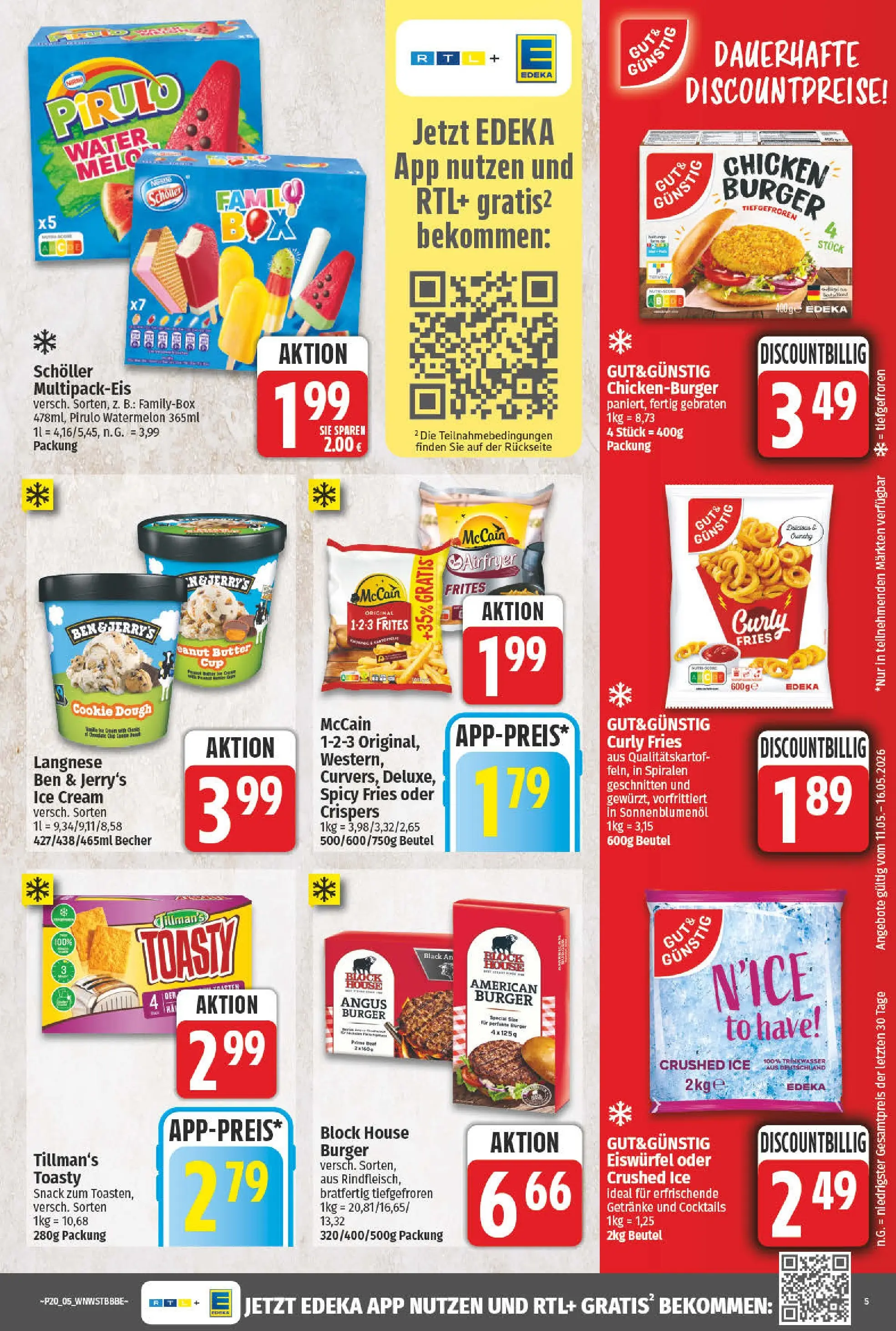 Angebote - Wochenangebote (ab 10.05.2026) zum Blättern | Seite: 5 | Produkte: Butter, Sonnenblumenol, Burger, McCain
