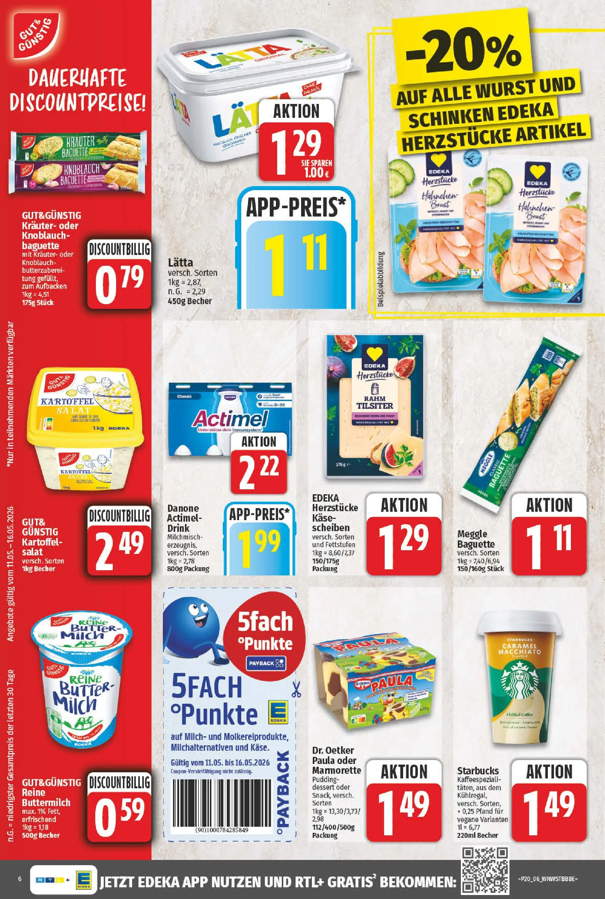 Angebote - Wochenangebote (ab 10.05.2026) zum Blättern | Seite: 6 | Produkte: Hahnchen, Starbucks, Schinken, Salat