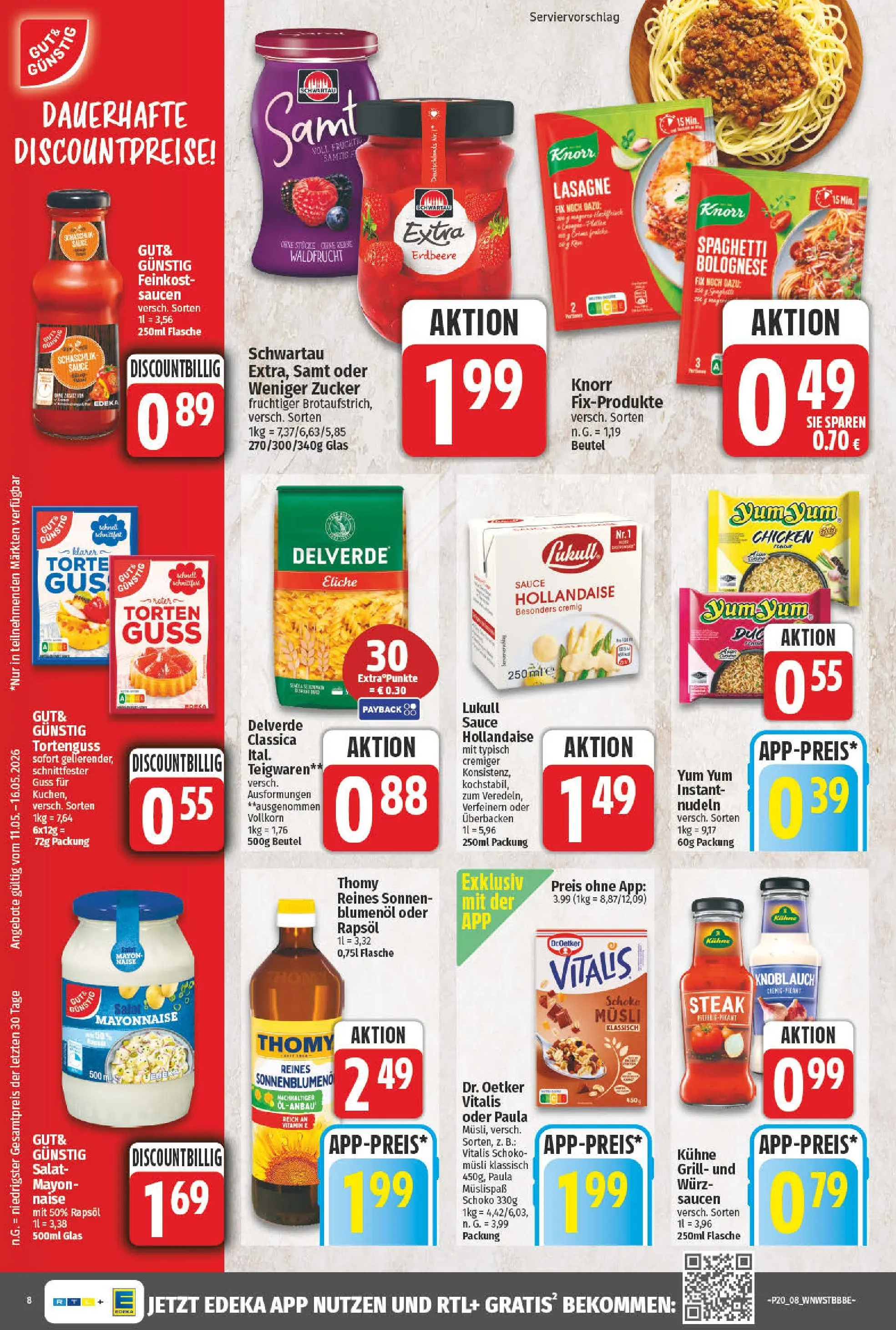 Angebote - Wochenangebote (ab 10.05.2026) zum Blättern | Seite: 8 | Produkte: Rapsöl, Mayonnaise, Zucker, Nudeln