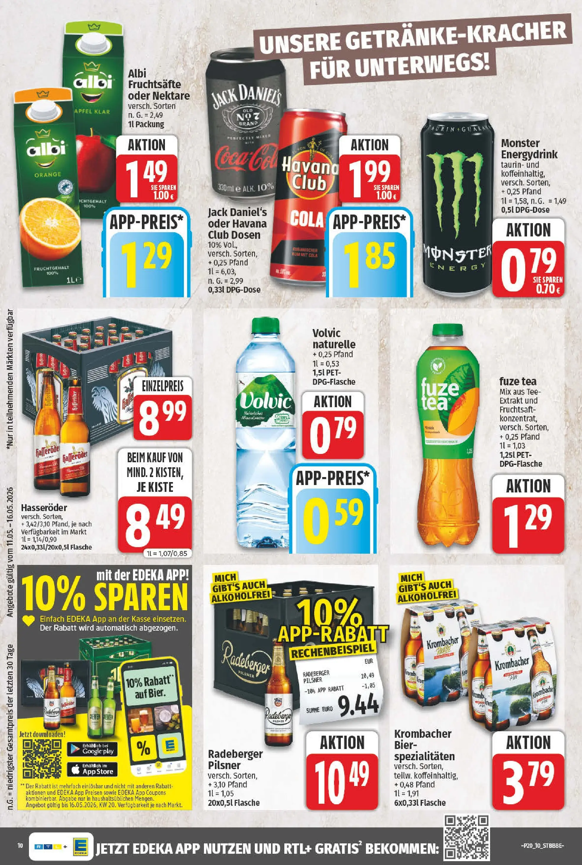Angebote - Wochenangebote (ab 10.05.2026) zum Blättern | Seite: 10 | Produkte: Jack Daniel's, Jever, Krombacher, Hasseröder