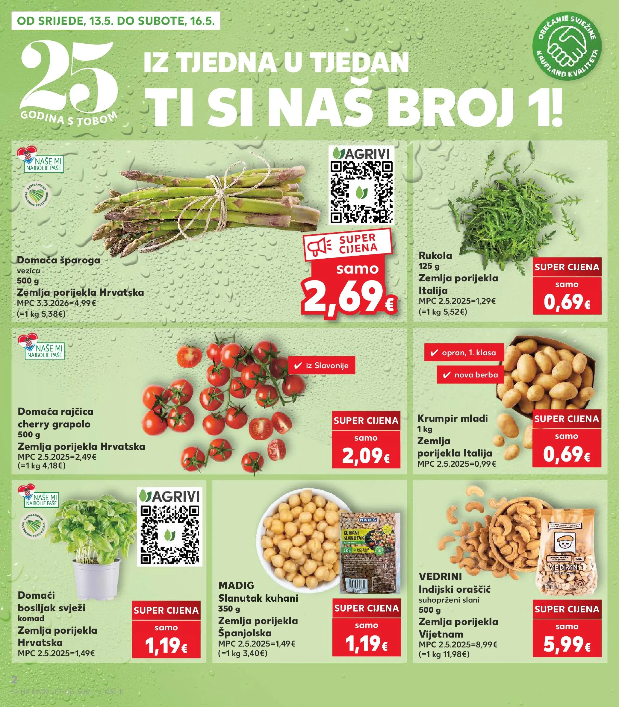 Kaufland - Kaufland katalog do 19.05.2026 novi od 12.05.2026 na listanje > letak digitalni | Stranica: 2 | Proizvodi: Krumpir, Bosiljak, Rajčica, Slanutak