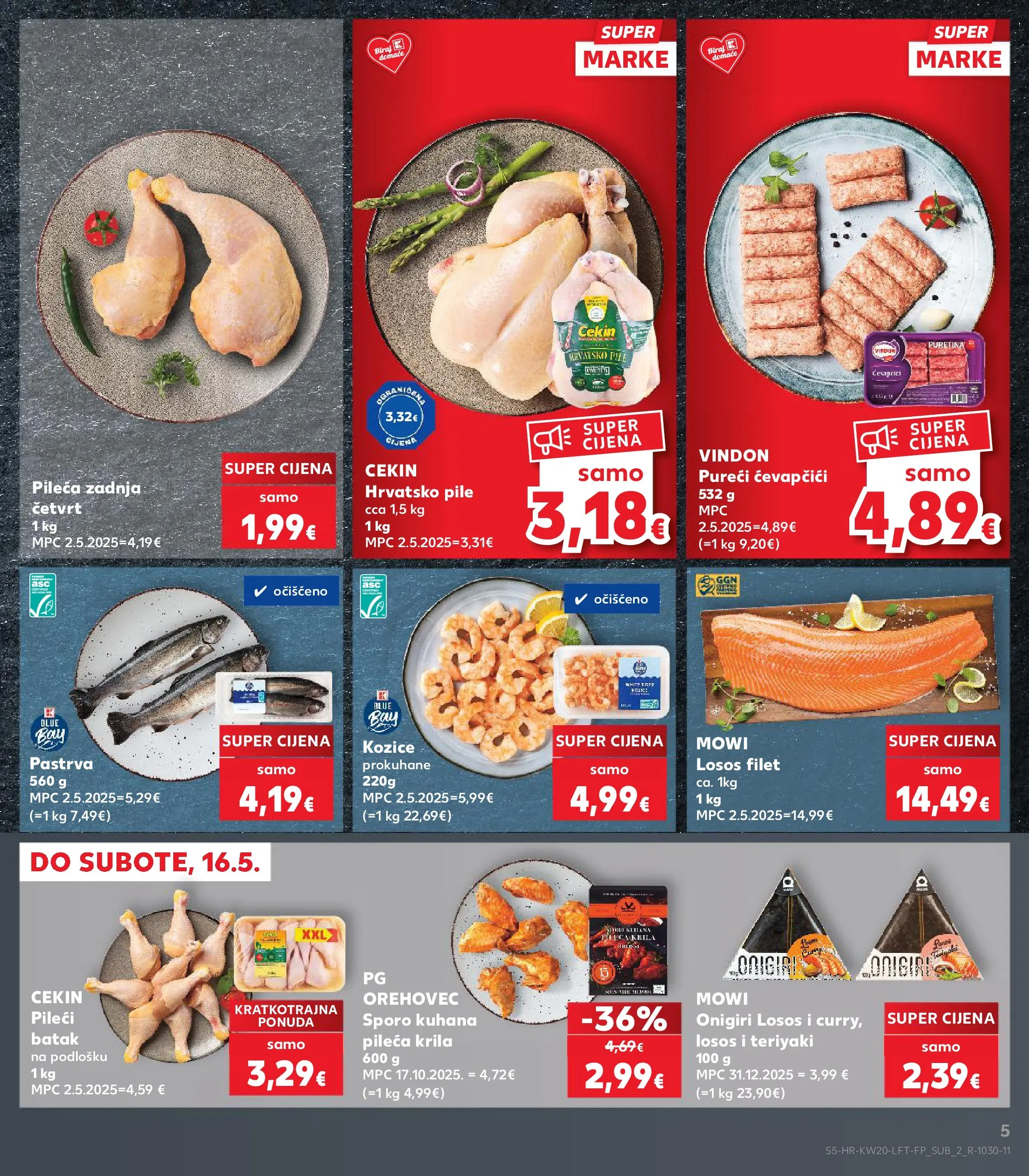 Kaufland - Kaufland katalog do 19.05.2026 novi od 12.05.2026 na listanje > letak digitalni | Stranica: 5 | Proizvodi: Pastrva, Pileća krila, Ćevapčići, Kozice