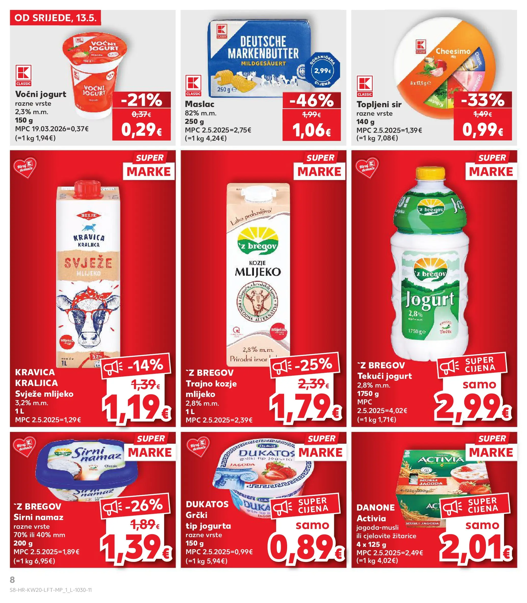 Kaufland - Kaufland katalog do 19.05.2026 novi od 12.05.2026 na listanje > letak digitalni | Stranica: 8 | Proizvodi: Voćni jogurt, Žitarice, Musli, Namaz