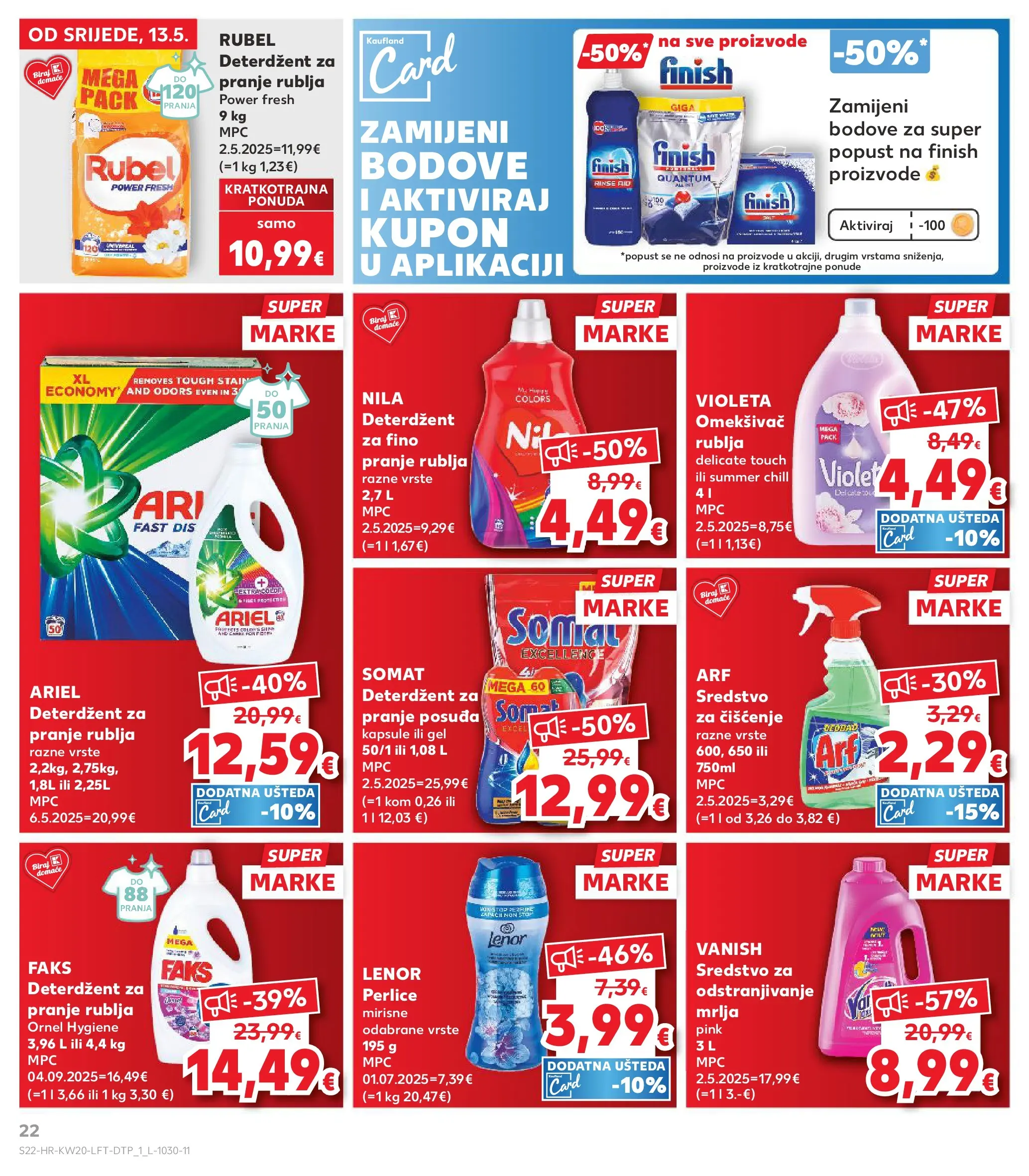 Kaufland - Kaufland katalog do 19.05.2026 novi od 12.05.2026 na listanje > letak digitalni | Stranica: 22 | Proizvodi: Faks, Rubel, Deterdžent za pranje rublja, Omekšivač