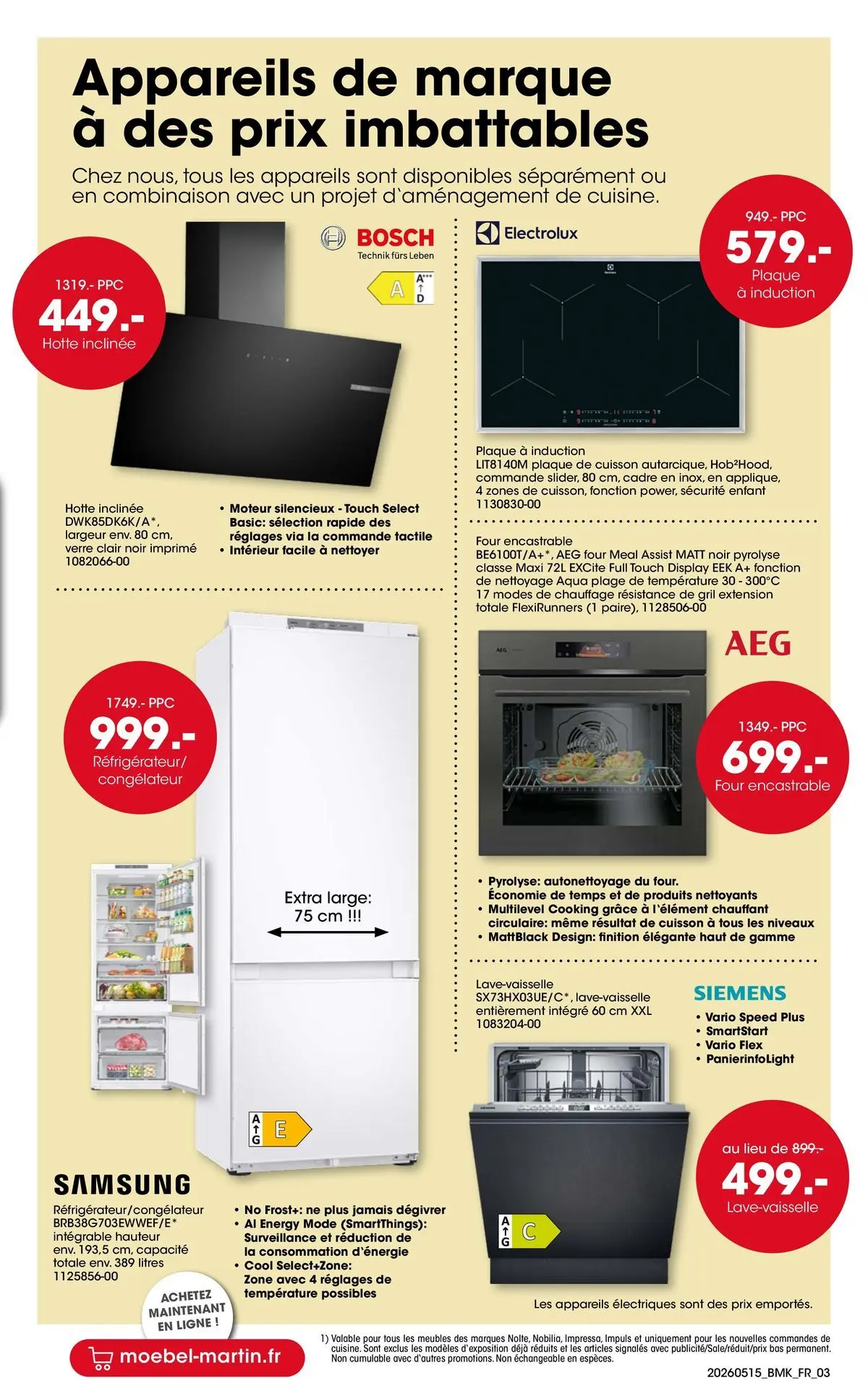 Möbel Martin - Möbel Martin: Offres hebdomadaires à partir du 15/05/2026 - promo en ligne | Page: 3 | Produits: Plaque a induction, Congélateur, Plaque de cuisson, Cadre