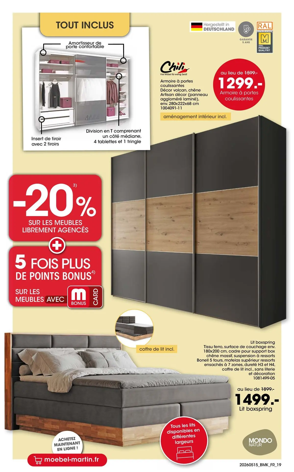 Möbel Martin - Möbel Martin: Offres hebdomadaires à partir du 15/05/2026 - promo en ligne | Page: 19 | Produits: Porte, Lit, Matelas, Literie