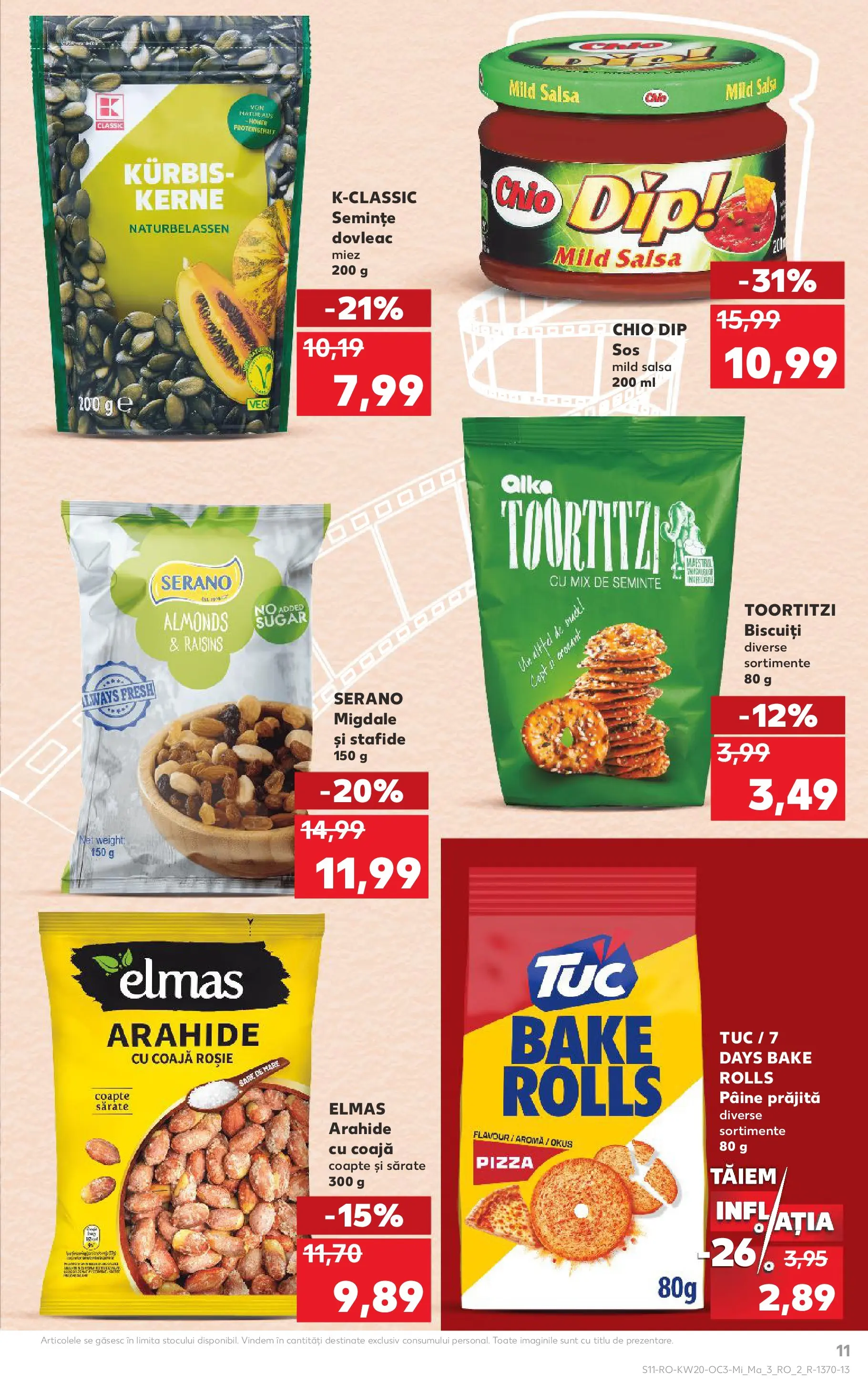 Kaufland Carei 13.05.2026 - Revista si Oferta | Pagină: 11 | Produse: Pâine, Pizza, Biscuiți, Stafide