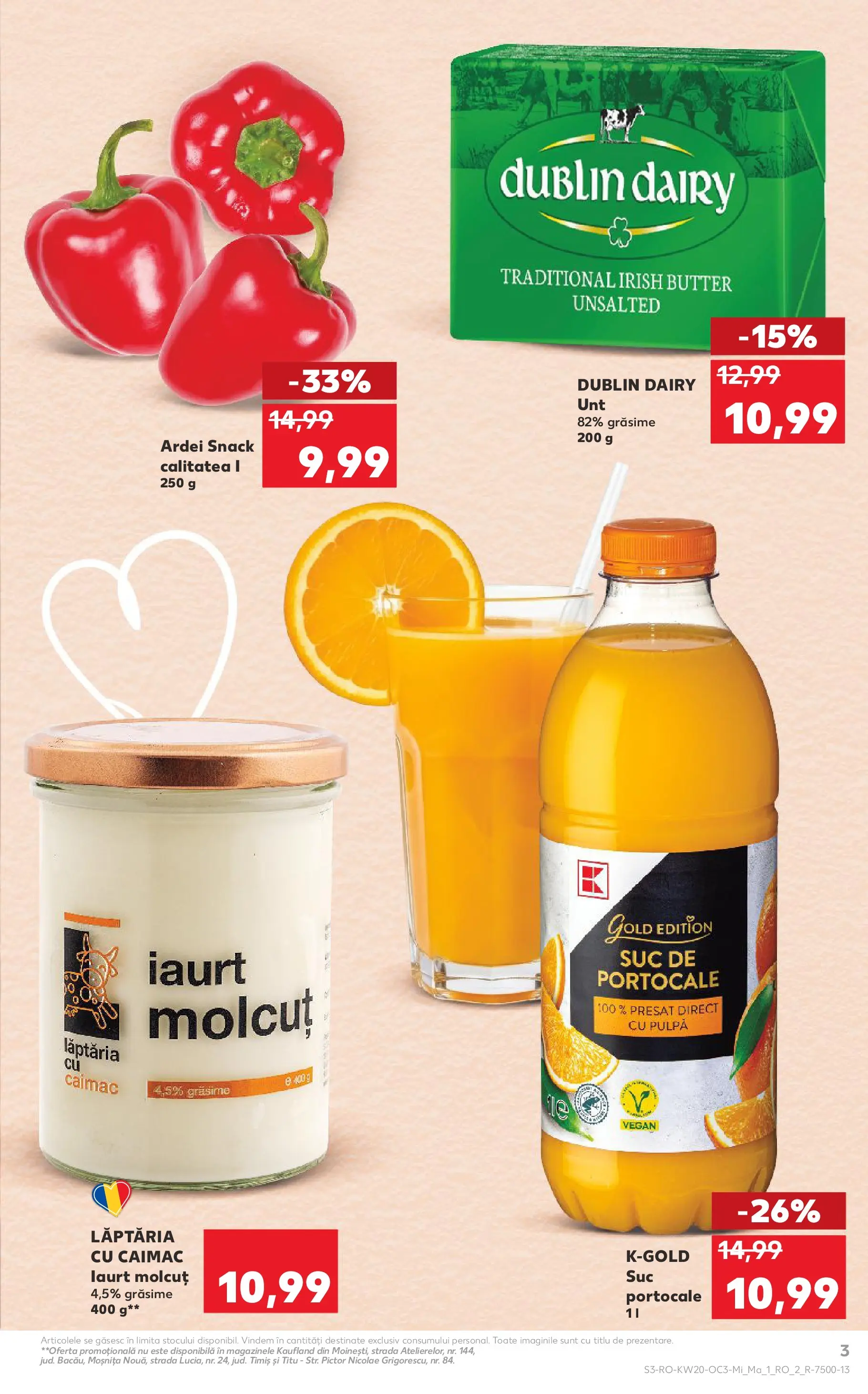 Kaufland Viseu de Sus 12.05.2026 - Revista si Oferta | Pagină: 3 | Produse: Unt, Iaurt, Suc, Portocale
