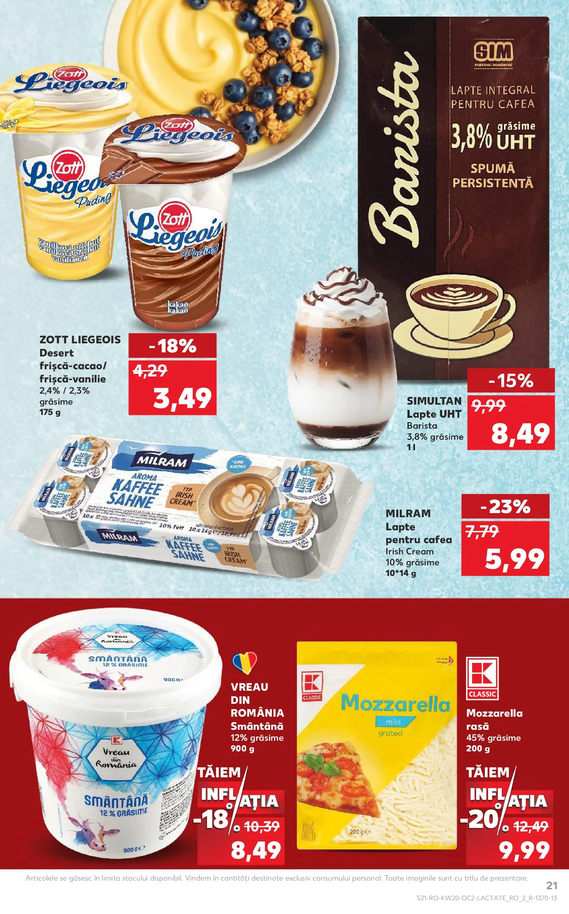 Kaufland Slatina 13.05.2026 - Revista si Oferta | Pagină: 21 | Produse: Mozzarella, Lapte, Cafea, Smântână
