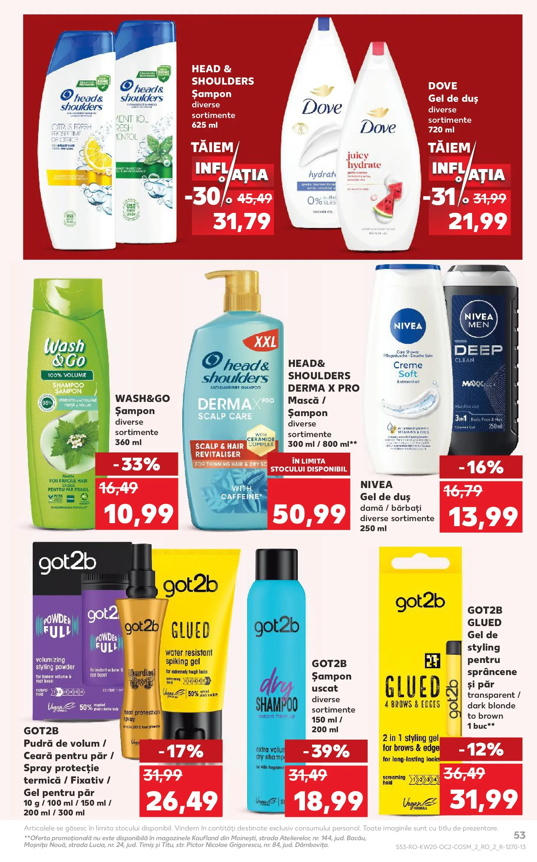 Kaufland Slatina 13.05.2026 - Revista si Oferta | Pagină: 53 | Produse: Șampon, Gel de duș, Șampon uscat, Gel pentru păr