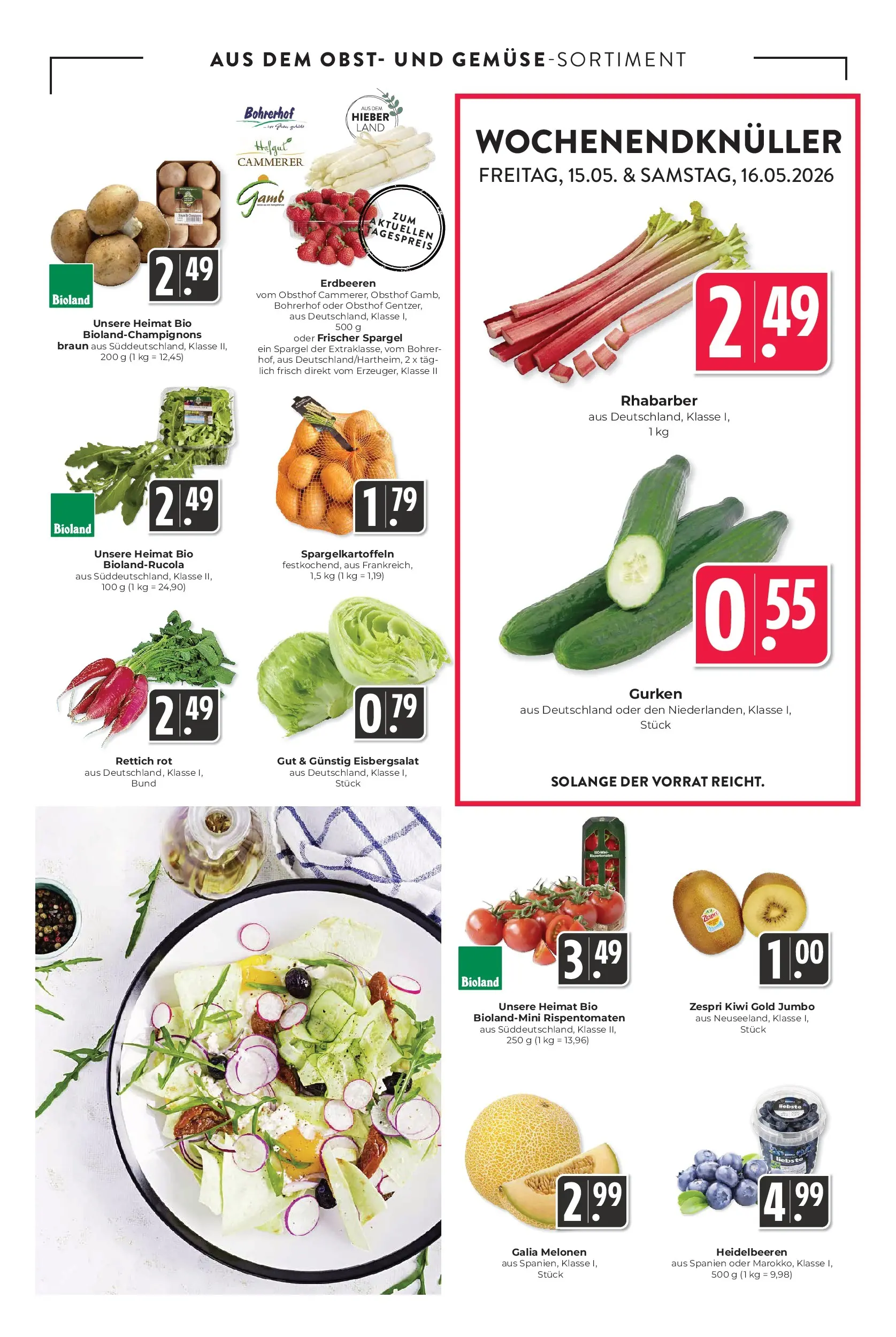 Angebote - Hieber's Frischecenter: Meine Woche (ab 10.05.2026) zum Blättern | Seite: 7 | Produkte: Eisbergsalat, Obst, Rhabarber, Gurken