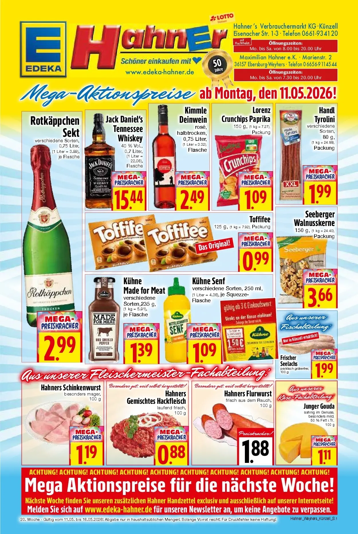 Angebote - Edeka Hahner: Wochenangebote (ab 10.05.2026) zum Blättern | Seite: 2 | Produkte: Gouda, Toffifee, Telefon, Hackfleisch