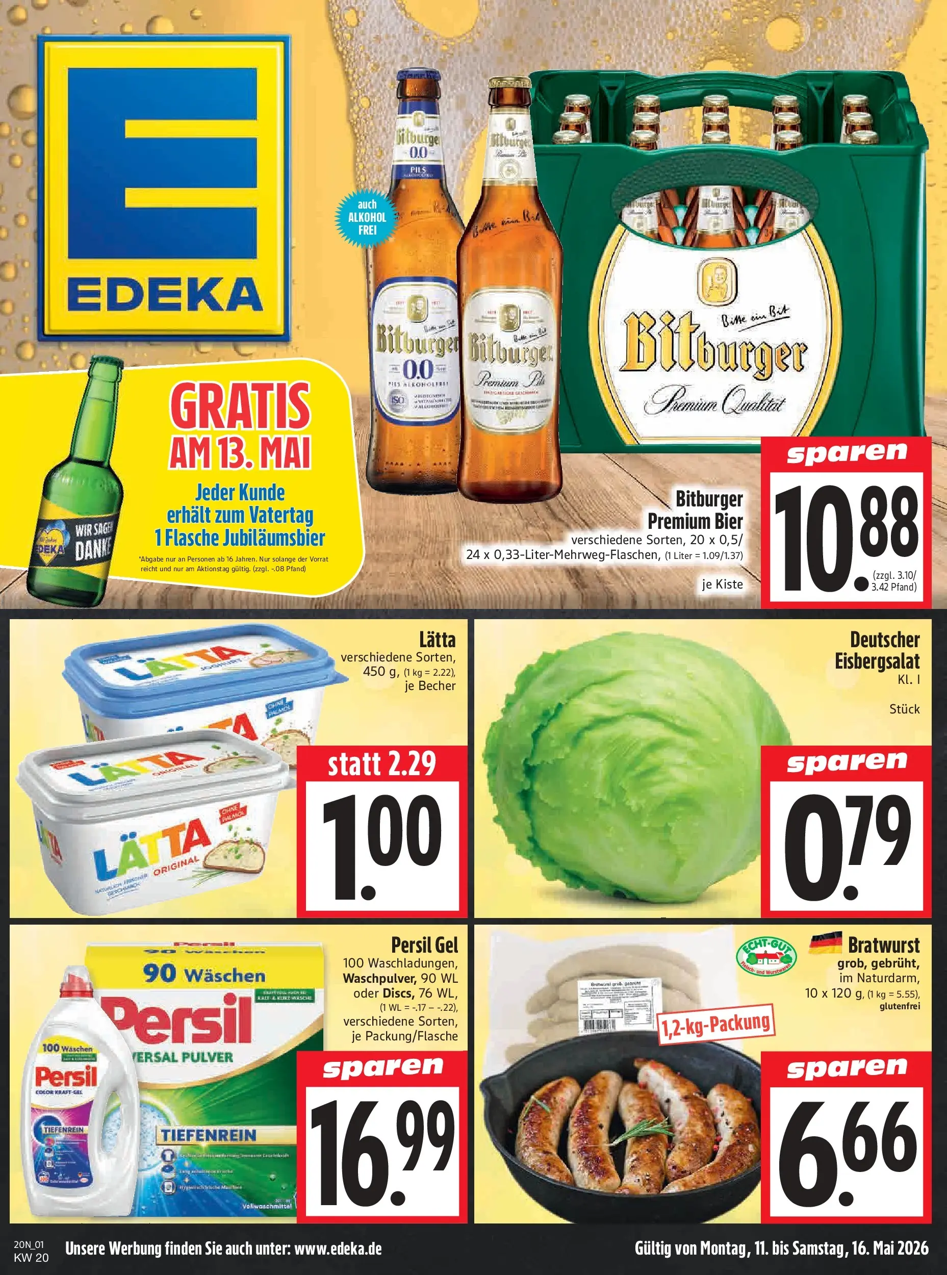 Angebote - Edeka Hahner: Wochenangebote (ab 10.05.2026) zum Blättern | Seite: 5 | Produkte: Bitburger, Eisbergsalat, Lätta, Persil