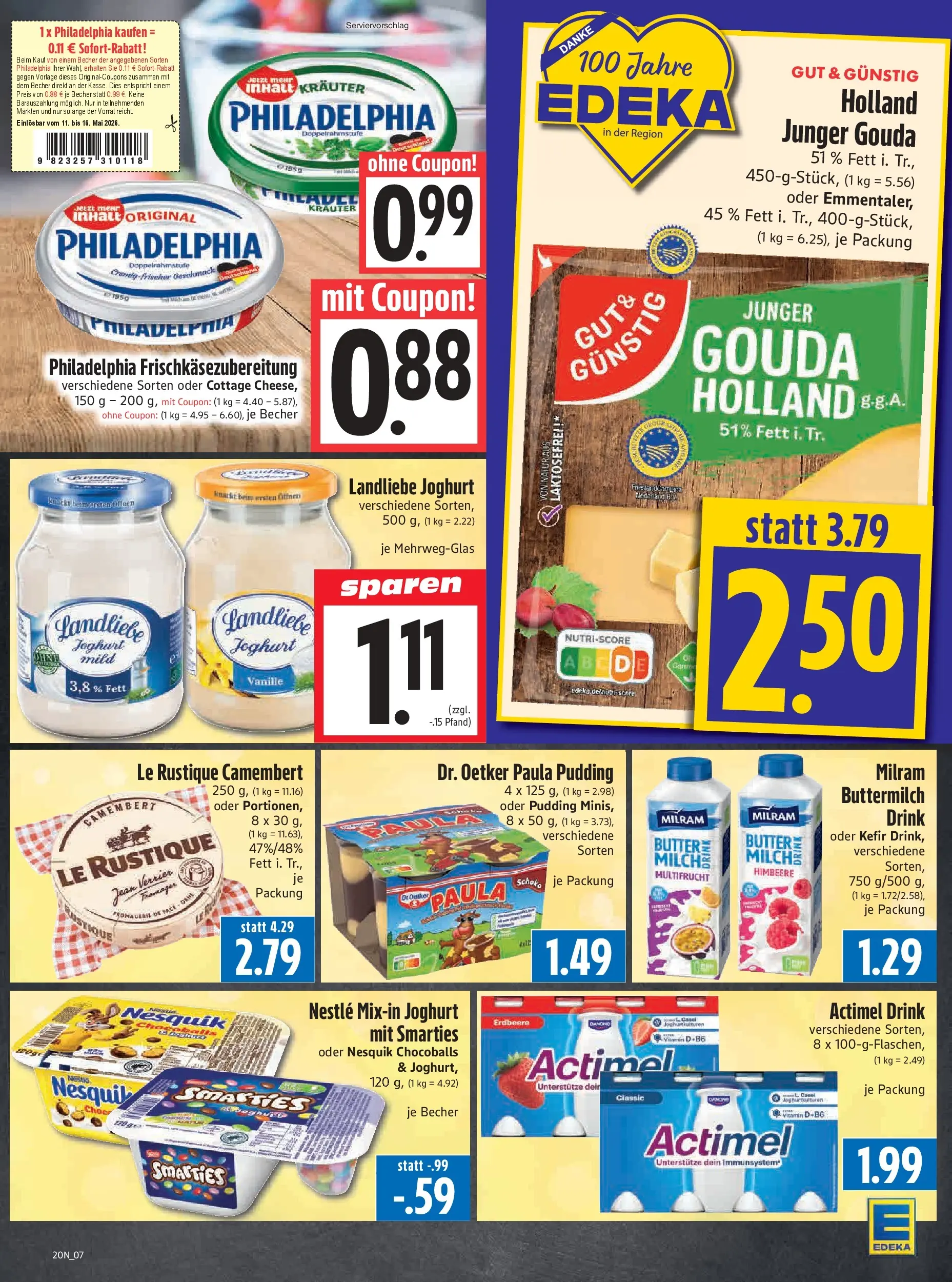 Angebote - Edeka Hahner: Wochenangebote (ab 10.05.2026) zum Blättern | Seite: 11 | Produkte: Kefir, Buttermilch, Philadelphia, Milram