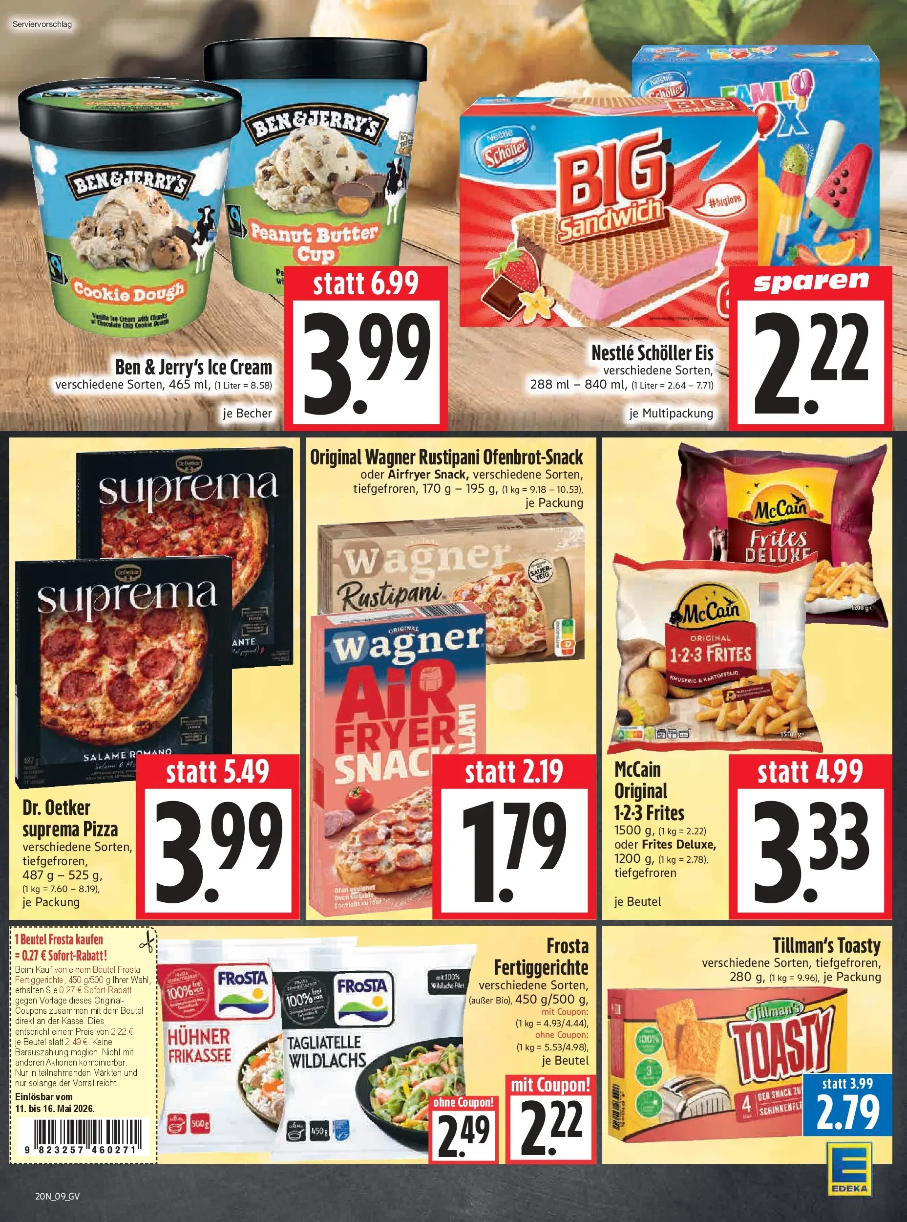 Angebote - Edeka Hahner: Wochenangebote (ab 10.05.2026) zum Blättern | Seite: 13 | Produkte: McCain, Frosta, Ben & Jerry's, Eis