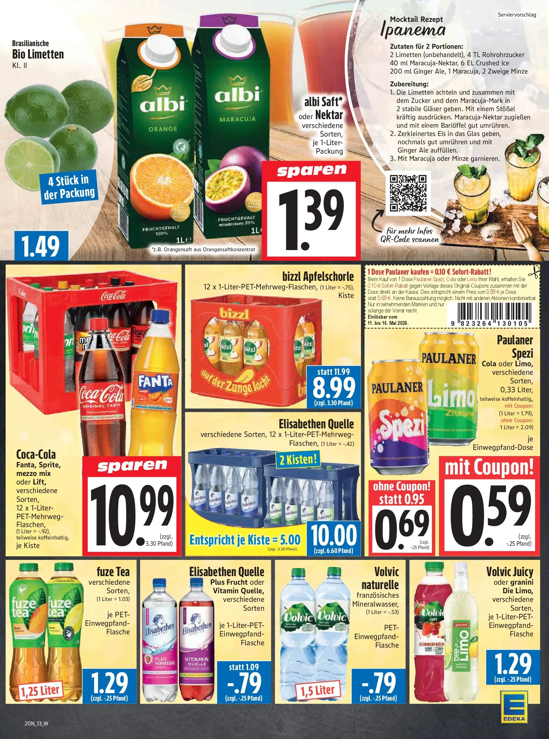 Angebote - Edeka Hahner: Wochenangebote (ab 10.05.2026) zum Blättern | Seite: 17 | Produkte: Fuze tea, Limetten, Zucker, Eis