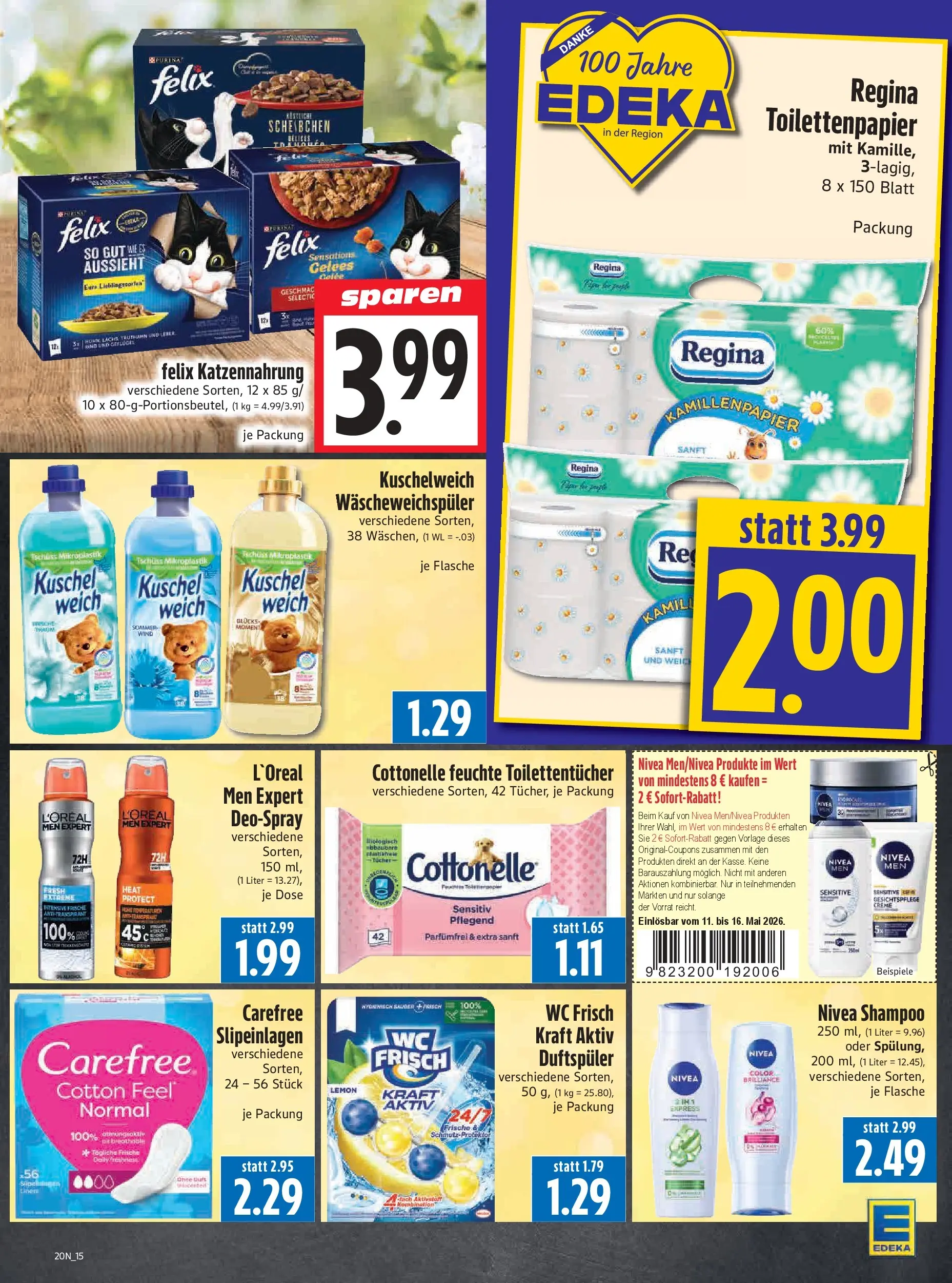 Angebote - Edeka Hahner: Wochenangebote (ab 10.05.2026) zum Blättern | Seite: 19 | Produkte: Shampoo, Creme, Deospray, Toilettenpapier
