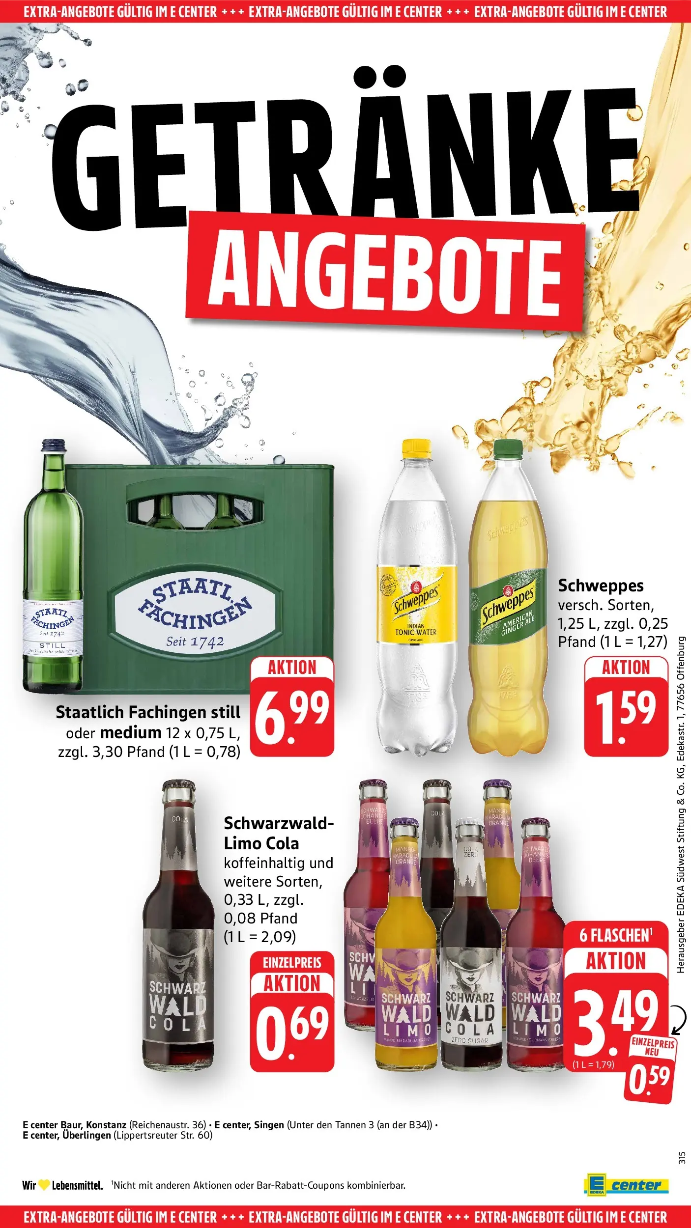 E center Prospekt Singen	 (ab 10.05.2026) zum Blättern | Seite: 55 | Produkte: Cola, Staatl fachingen, Schweppes, Mango