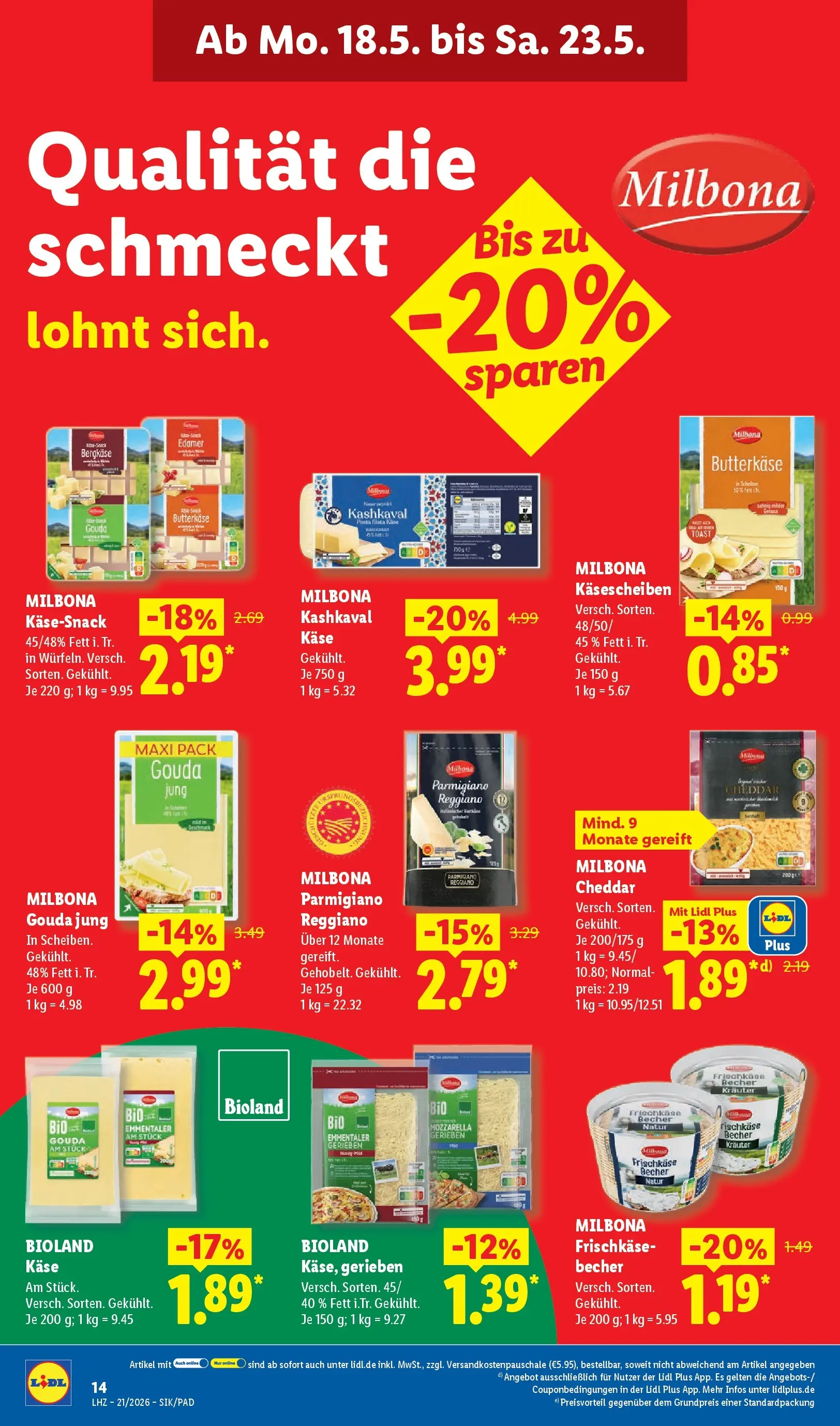 Lidl Prospekt Höxter (ab 17.05.2026) zum Blättern » Angebote | Seite: 24 | Produkte: Käse, Mozzarella, Gouda, Pasta