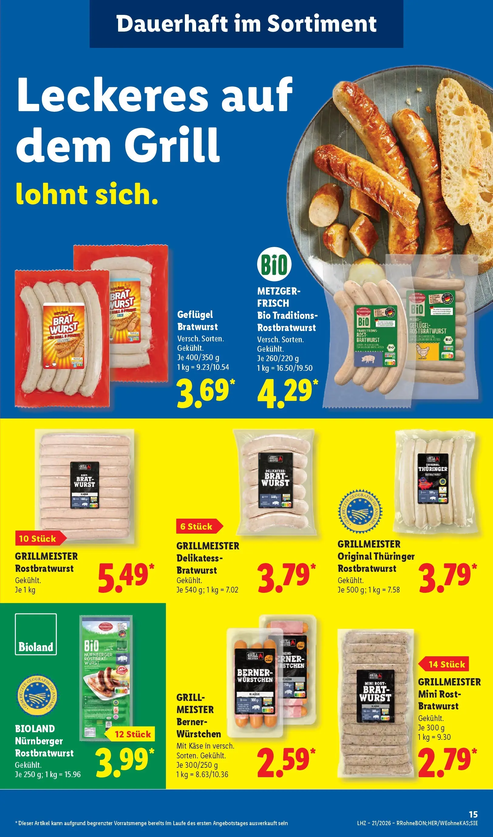 Lidl Prospekt Zülpich (ab 17.05.2026) zum Blättern » Angebote | Seite: 21 | Produkte: Grill, Käse, Bratwurst, Wurst