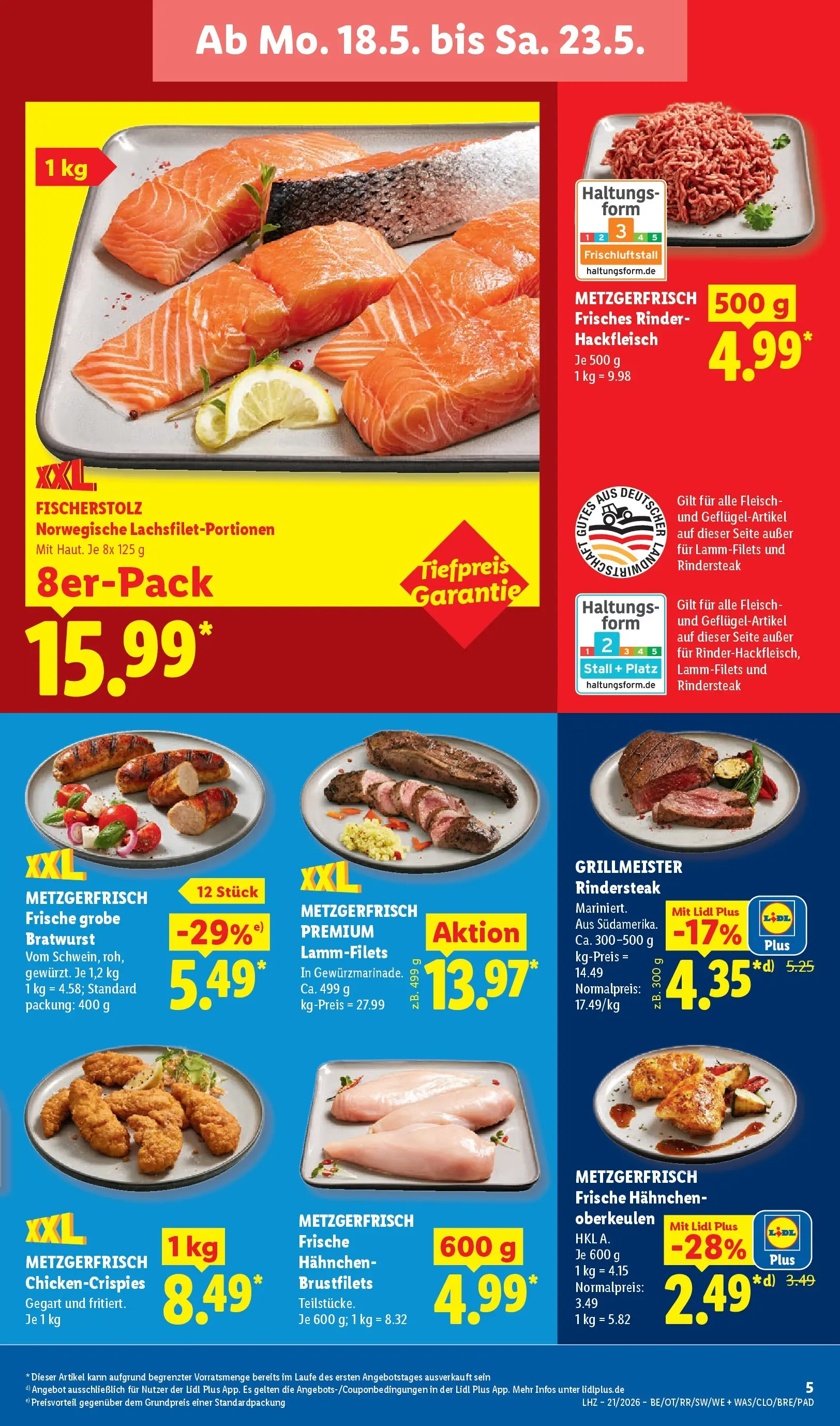 Lidl Prospekt Mahlow (ab 17.05.2026) » Angebote online | Seite: 17 | Produkte: Hahnchen, Bratwurst, Fleisch, Hackfleisch Lidl Prospekt Mahlow (ab 17.05.2026) zum Blättern » Angebote | Seite: 17 | Produkte: Hahnchen, Bratwurst, Fleisch, Hackfleisch