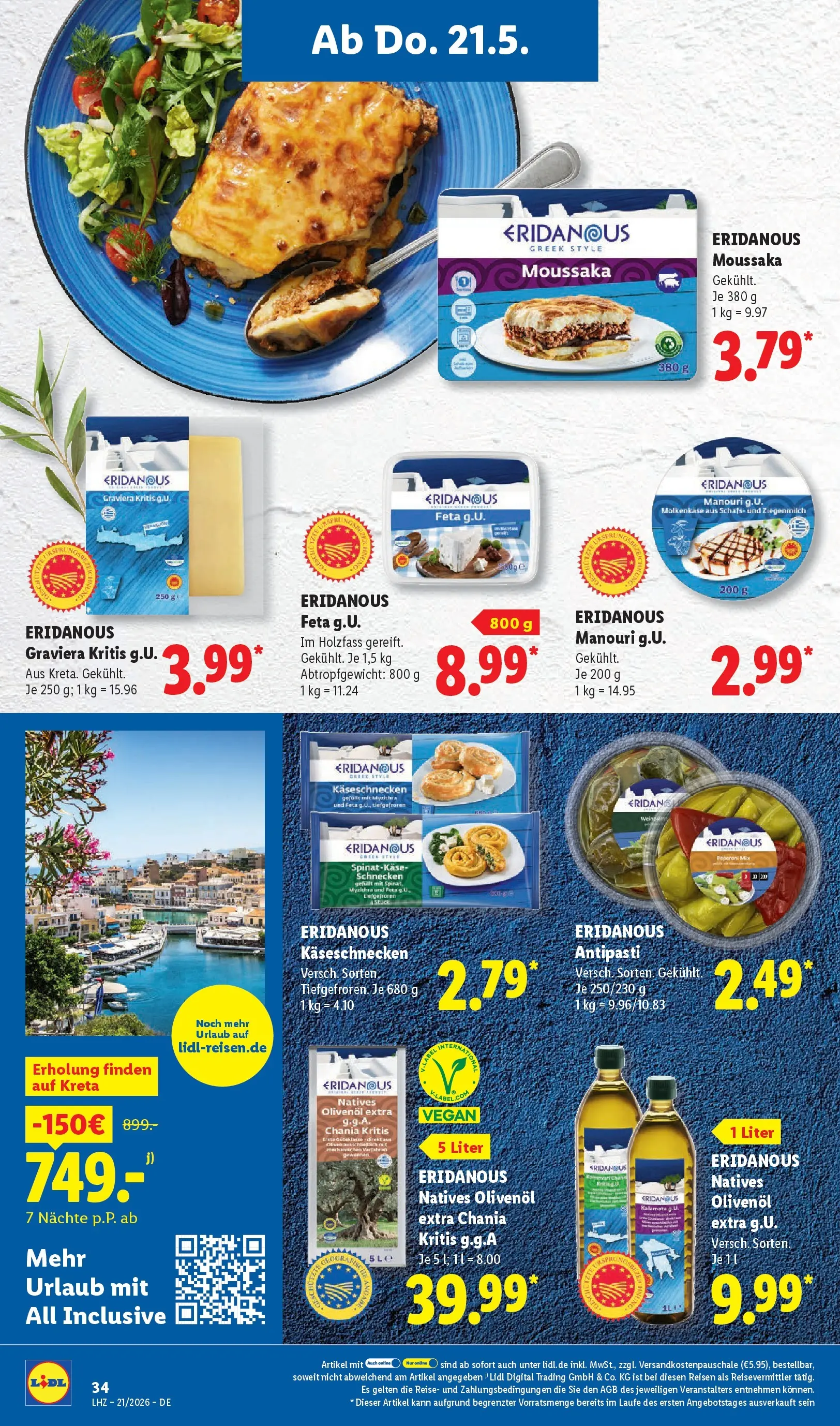 Lidl Prospekt Hof-innenstadt (ab 17.05.2026) zum Blättern » Angebote | Seite: 56 | Produkte: Feta, Olivenol