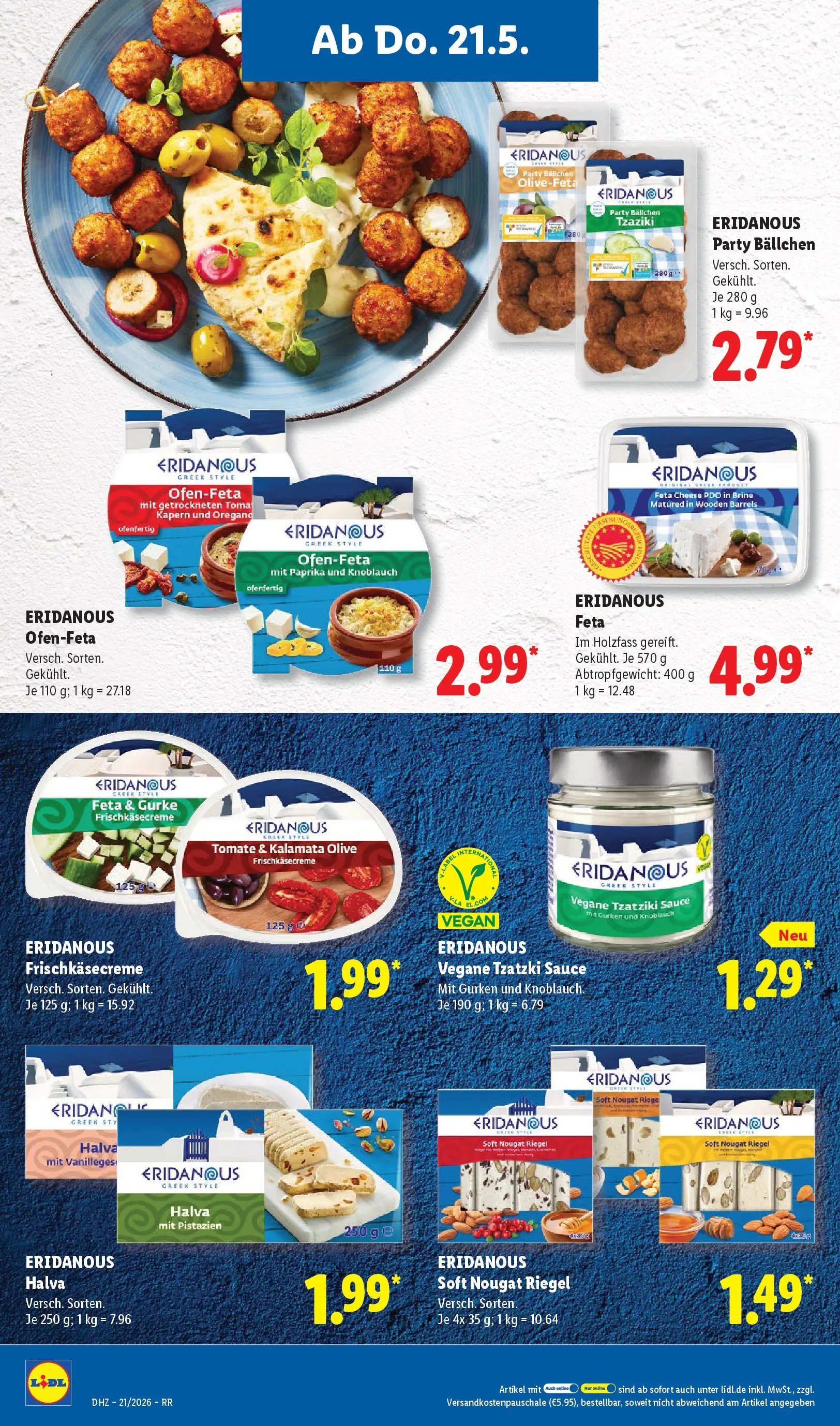 Lidl Prospekt Zülpich (ab 17.05.2026) zum Blättern » Angebote | Seite: 58 | Produkte: Feta, Pistazien, Knoblauch, Gurken