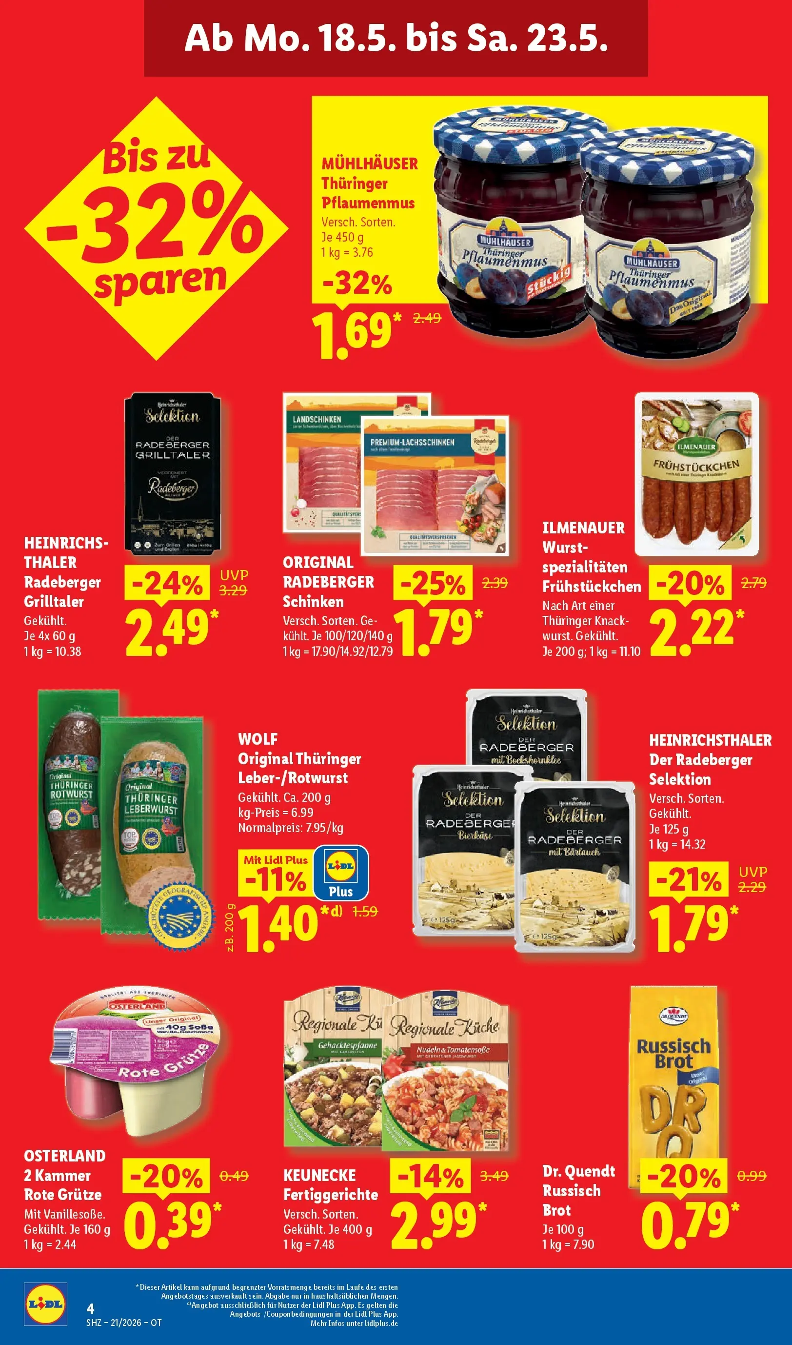 Lidl Prospekt Grimma (ab 17.05.2026) zum Blättern » Angebote | Seite: 4 | Produkte: Küche, Wurst, Schinken, Nudeln