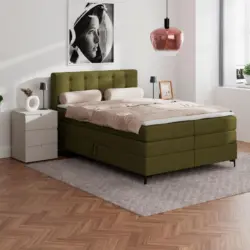 Boxspringbett MITTO Moosgr&uuml;n 140x200 cm
