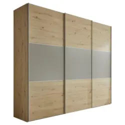 Schwebet&uuml;renschrank in Hellgrau, Eiche Artisan
