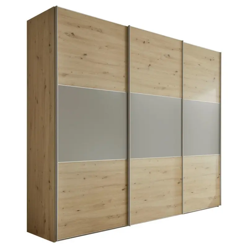 Schwebet&uuml;renschrank in Hellgrau, Eiche Artisan