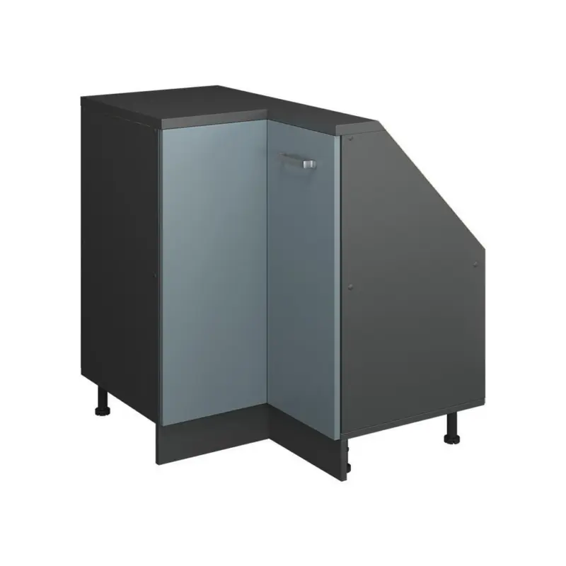 Eck-K&uuml;chenschrank F&Uuml;R Dachschr&auml;gen R-Line Blau-Grau 75.6 cm mit 1 T&uuml;r