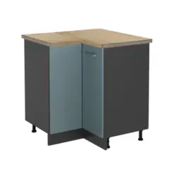 Eckunterschrank R-Line Blau-Grau 75.6 cm , AP Eiche