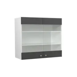 K&uuml;chenglasschrank Fame-Line Anthrazit-Gold 80 cm