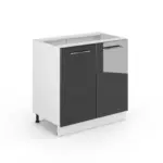 XXXLutz Lauterach - Ihr M&ouml;belhaus bei Bregenz Sp&uuml;lenunterschrank Fame-Line Anthrazit Hochglanz 80 cm mit Regal, ohne Arbeitsplatte