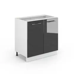 Sp&uuml;lenunterschrank Fame-Line Anthrazit Hochglanz 80 cm mit Regal, ohne Arbeitsplatte