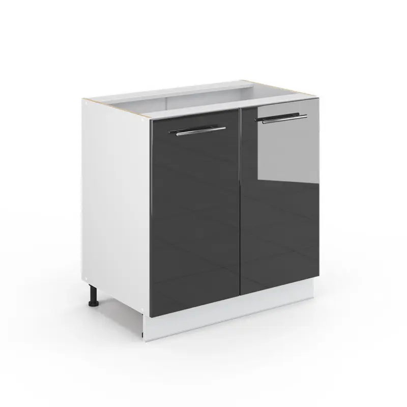 Sp&uuml;lenunterschrank Fame-Line Anthrazit Hochglanz 80 cm mit Regal, ohne Arbeitsplatte