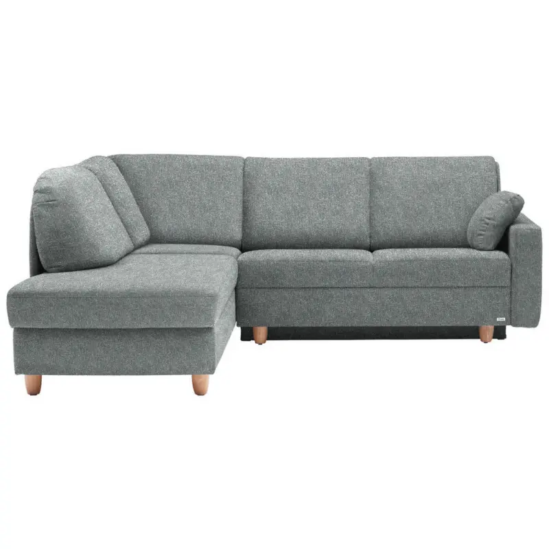 Ecksofa in Mikrovelours Graugr&uuml;n 208/227 cm
