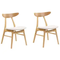 Stuhl 2er-Set Gummibaumholz Hellbraun/Hellbeige Lynn
