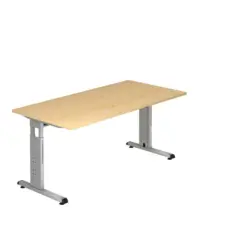 Schreibtisch 160/80/65-85 cm Silberfarben, Ahornfarben