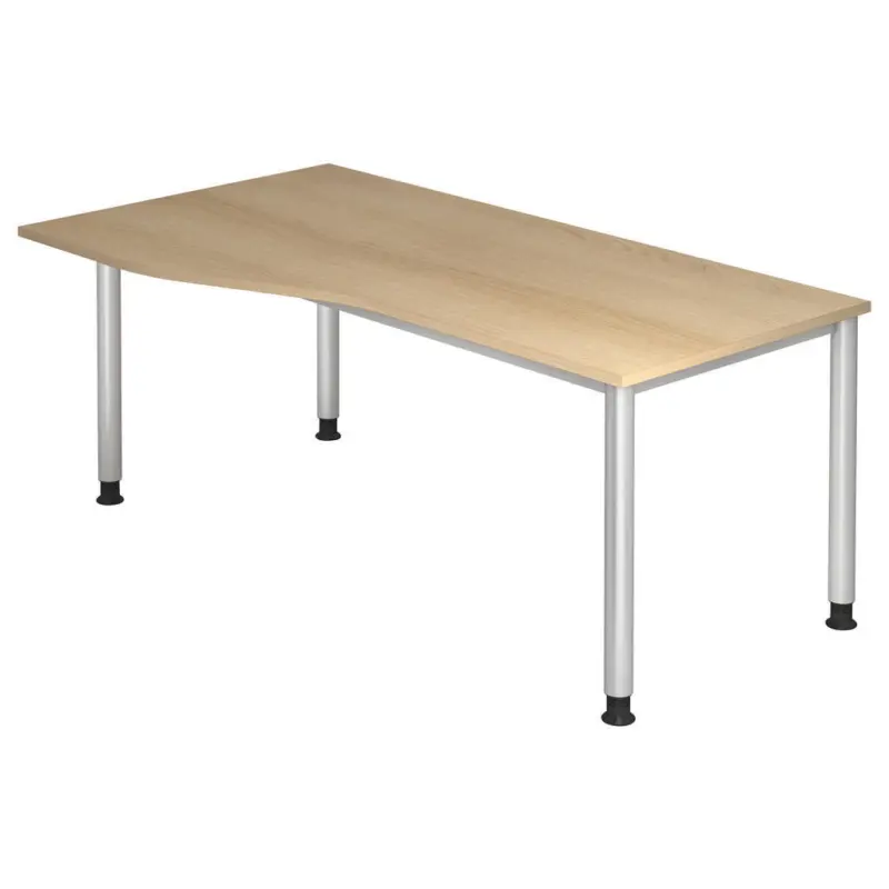 Schreibtisch 180/80-100/68-76 cm Silberfarben, Eichefarben