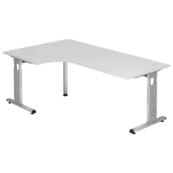 Eckschreibtisch 200/120/65-85 cm Wei&szlig; seitenverkehrt montierbar, h&ouml;henverstellbar